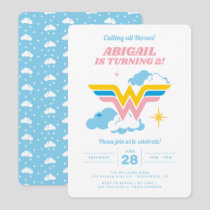 Wonder Woman Clouds Logo Birthday Invitation