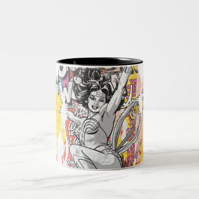 Wonder Woman Collage 1 Two-Tone Coffee Mug (Center)