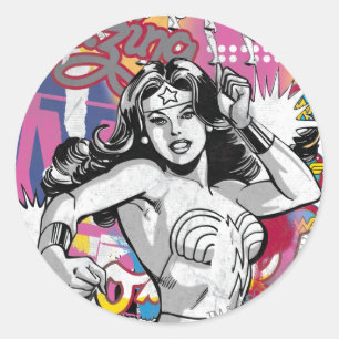 Wonder Woman Collage 3 Classic Round Sticker