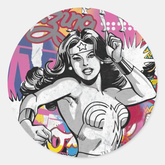 Wonder Woman Collage 3 Classic Round Sticker (Front)