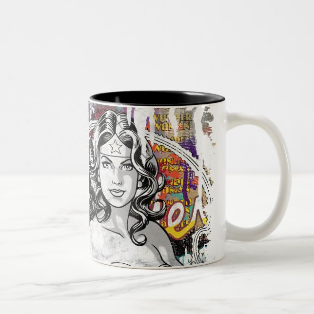 Wonder Woman Collage 6 Two-Tone Coffee Mug (Right)
