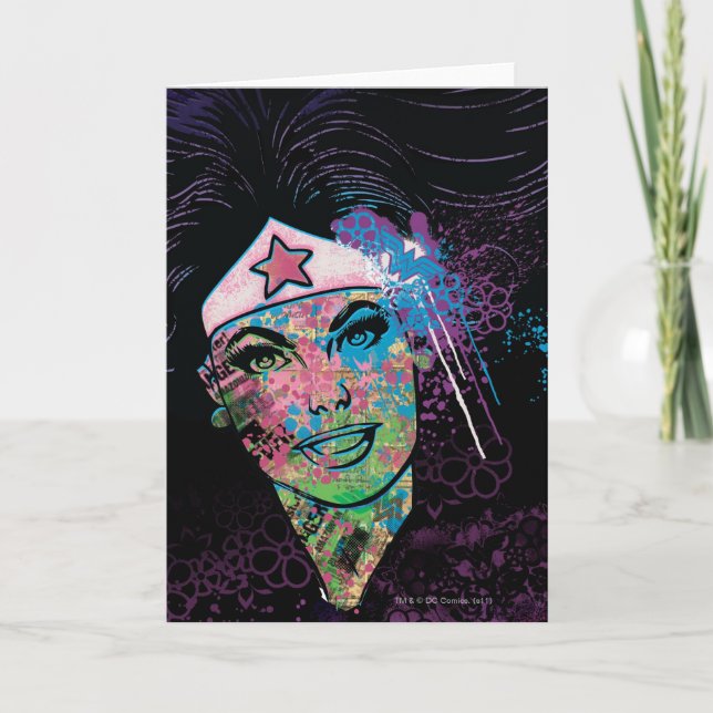 Wonder Woman Colorful Collage Card (Front)