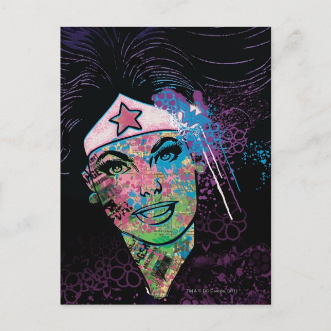 Wonder Woman Colorful Collage Postcard (Front)