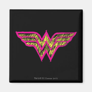 Wonder Woman Colorful Pink and Yellow Logo Magnet
