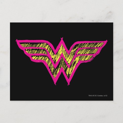 Wonder Woman Colorful Pink and Yellow Logo Postcard