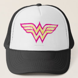 Wonder Woman Colorful Pink and Yellow Logo Trucker Hat