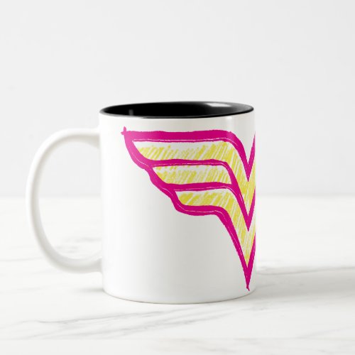 Wonder Woman Colorful Pink and Yellow Logo Two_Tone Coffee Mug