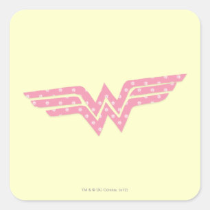 Wonder Woman Colorful Pink Floral Logo Square Sticker