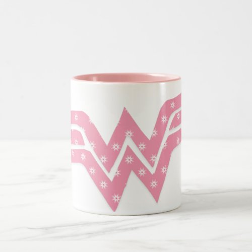 Wonder Woman Colorful Pink Floral Logo Two_Tone Coffee Mug