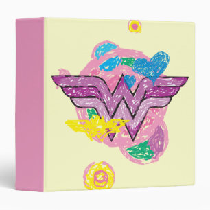 Wonder Woman Colorful Scribbles 3 Ring Binder