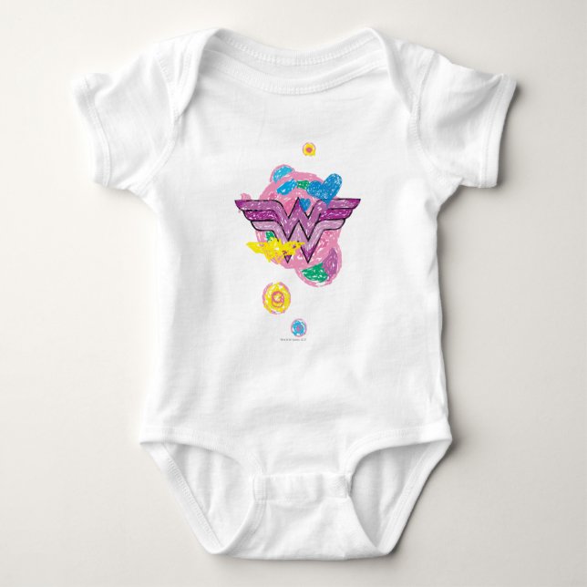 Wonder Woman Colorful Scribbles Baby Bodysuit (Front)