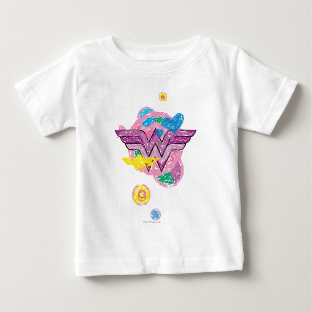 Wonder Woman Colorful Scribbles Baby T-Shirt (Front)