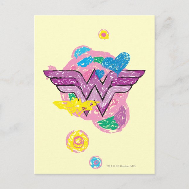 Wonder Woman Colorful Scribbles Postcard (Front)