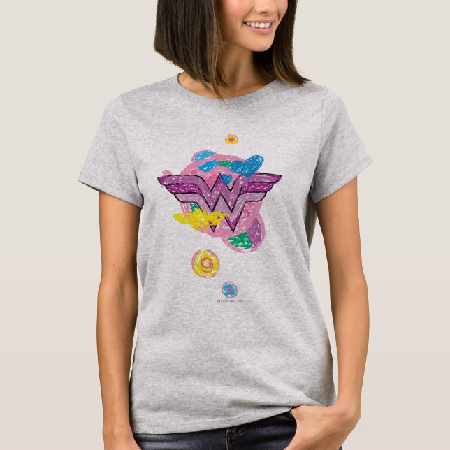 Wonder Woman Colorful Scribbles T-Shirt (Front)