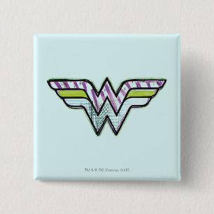 Wonder Woman Colorful Sketch Logo Button