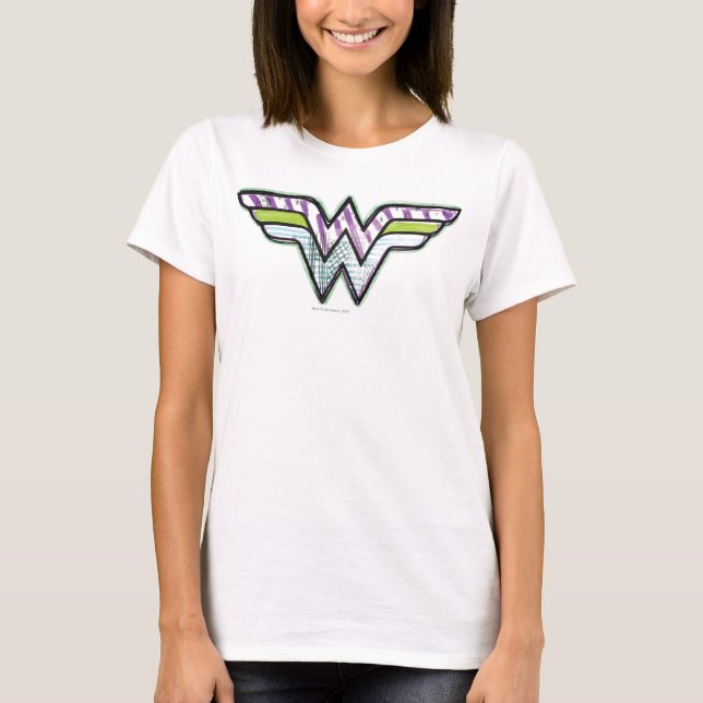 Wonder Woman Colorful Sketch Logo T-Shirt (Front)