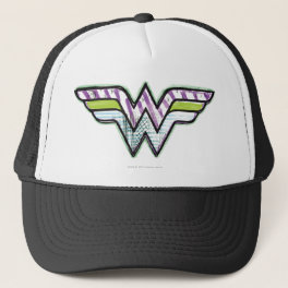 Wonder Woman Colorful Sketch Logo Trucker Hat