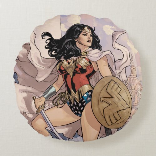 Wonder Woman Comic Cover 13 Round Pillow
