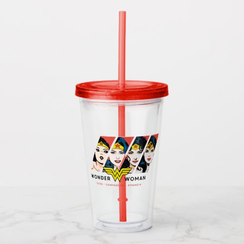 Wonder Woman Comic Evolution Graphic Acrylic Tumbler