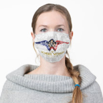 Wonder Woman Crossed Arms in Logo Collage Adult Cloth Face Mask