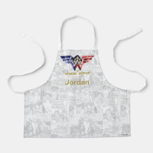 Wonder Woman Crossed Arms in Logo Collage Apron
