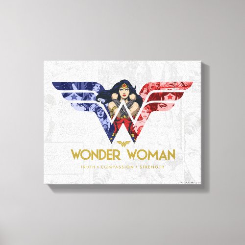 Wonder Woman Crossed Arms in Logo Collage Canvas Print