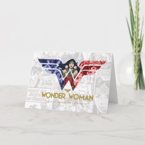 Wonder Woman Crossed Arms in Logo Collage Card