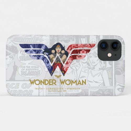 Wonder Woman Crossed Arms in Logo Collage iPhone 11 Case