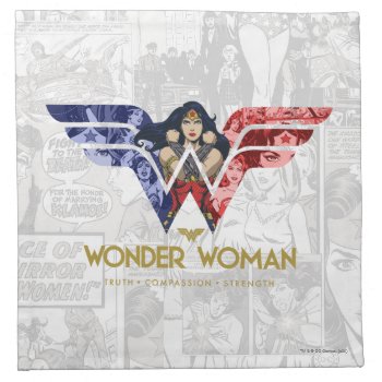 Wonder Woman Crossed Arms In Logo Collage Cloth Napkin by wonderwoman at Zazzle