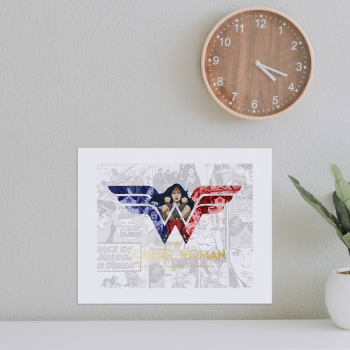 Wonder Woman Crossed Arms in Logo Collage Foil Prints