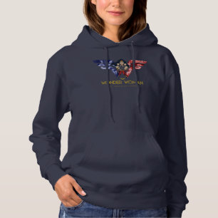 Wonder Woman Crossed Arms in Logo Collage Hoodie