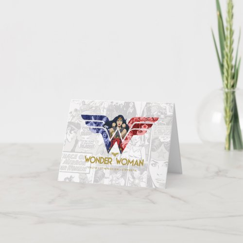 Wonder Woman Crossed Arms in Logo Collage Note Card