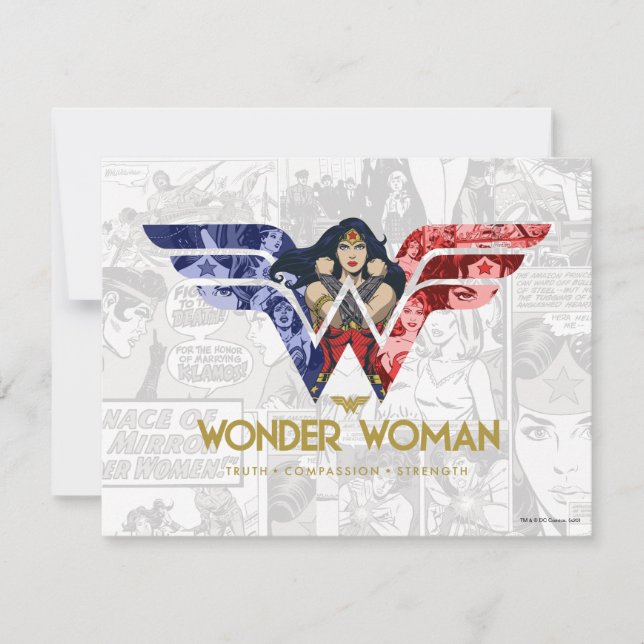 Wonder Woman Crossed Arms in Logo Collage Note Card (Front)