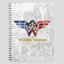 Wonder Woman Crossed Arms in Logo Collage Notebook