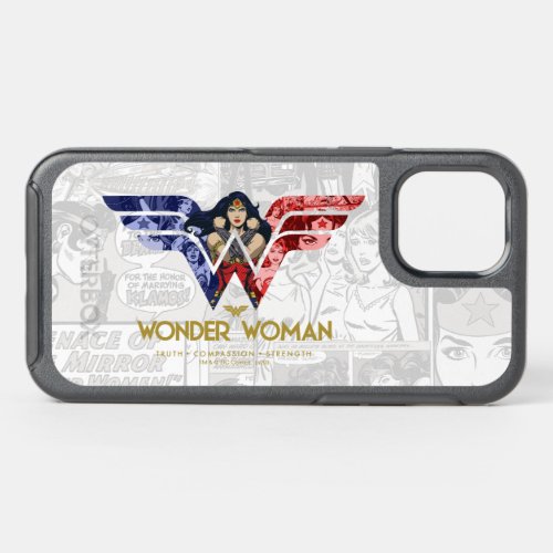 Wonder Woman Crossed Arms in Logo Collage OtterBox Symmetry iPhone 12 Case