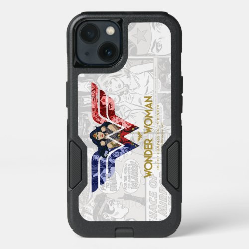 Wonder Woman Crossed Arms in Logo Collage iPhone 13 Case