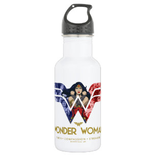 Wonder Woman Crossed Arms in Logo Collage Stainless Steel Water Bottle