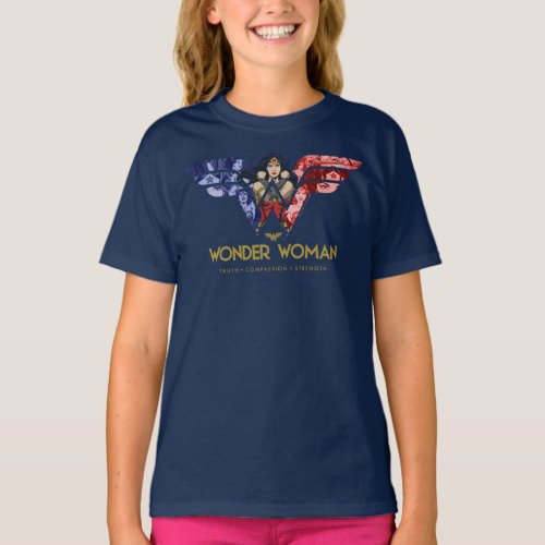 Wonder Woman Crossed Arms in Logo Collage T_Shirt