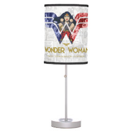 Wonder Woman Crossed Arms in Logo Collage Table Lamp