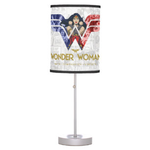 Wonder Woman Crossed Arms in Logo Collage Table Lamp