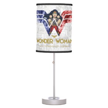 Wonder Woman Crossed Arms In Logo Collage Table Lamp by wonderwoman at Zazzle