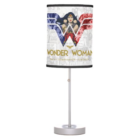 Wonder Woman Crossed Arms In Logo Collage Table Lamp