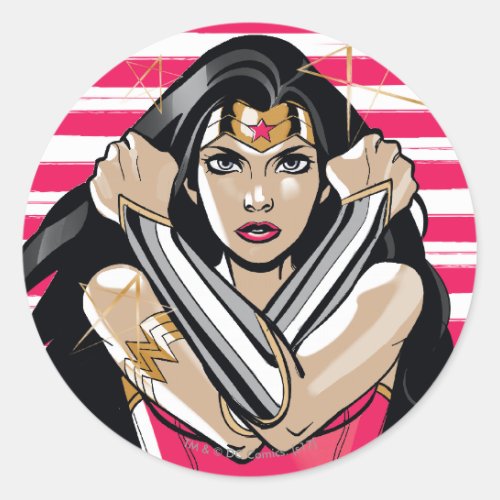 Wonder Woman Defend _ Template Classic Round Sticker