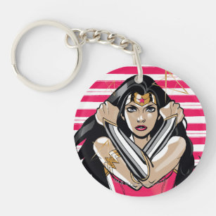 Custom Bricks Keychain Wonder Woman DC Comics Superhero Wonderwoman Key Chain 