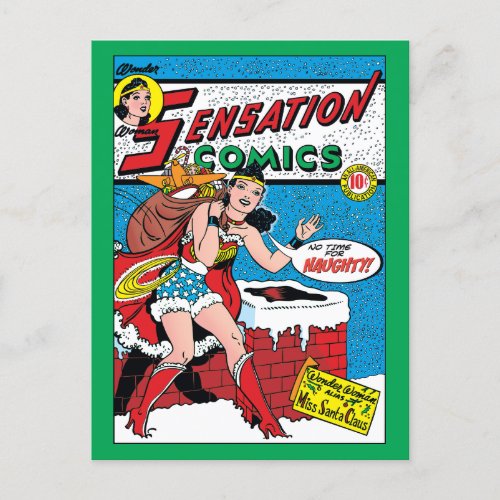 Wonder Woman Delivering Toys Holiday Postcard
