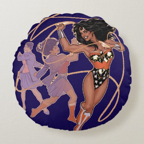 Wonder Woman Diana Prince Transformation Round Pillow