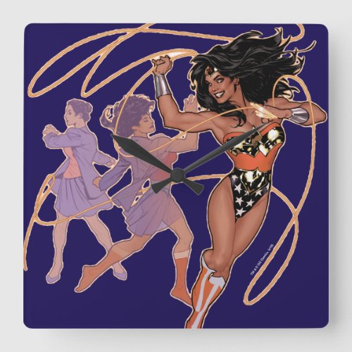 Wonder Woman Diana Prince Transformation Square Wall Clock