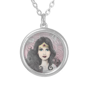 Wonder Woman Eagle and Trees Silver Plated Necklace