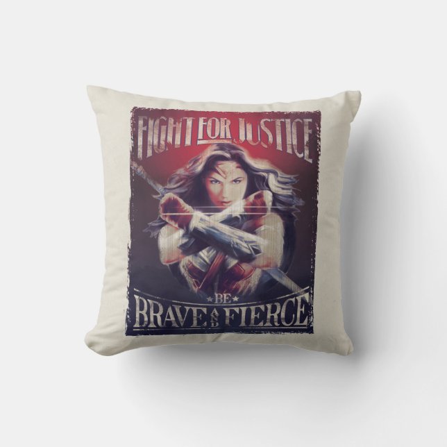 Wonder Woman Fight For Justice Throw Pillow (Front)
