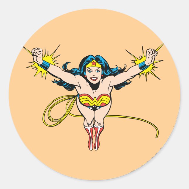 Wonder Woman Fly Forward Classic Round Sticker (Front)